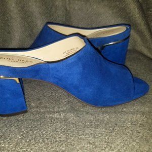 Cole Haan, Laree Open Toe Mule, Leather Suede BNIB, Size 8, Navy Peony Suede